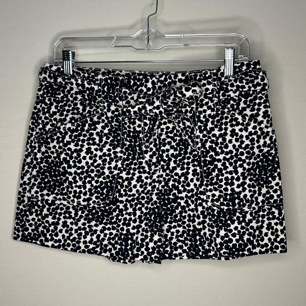 LOFT Navy Blue White‎ Dot Tie Waist Shorts 6 Preppy Casual Summer Vacation